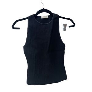 Aritzia Babaton Women's Sculpt Knit Racer Tank Top Solid Black Size Small